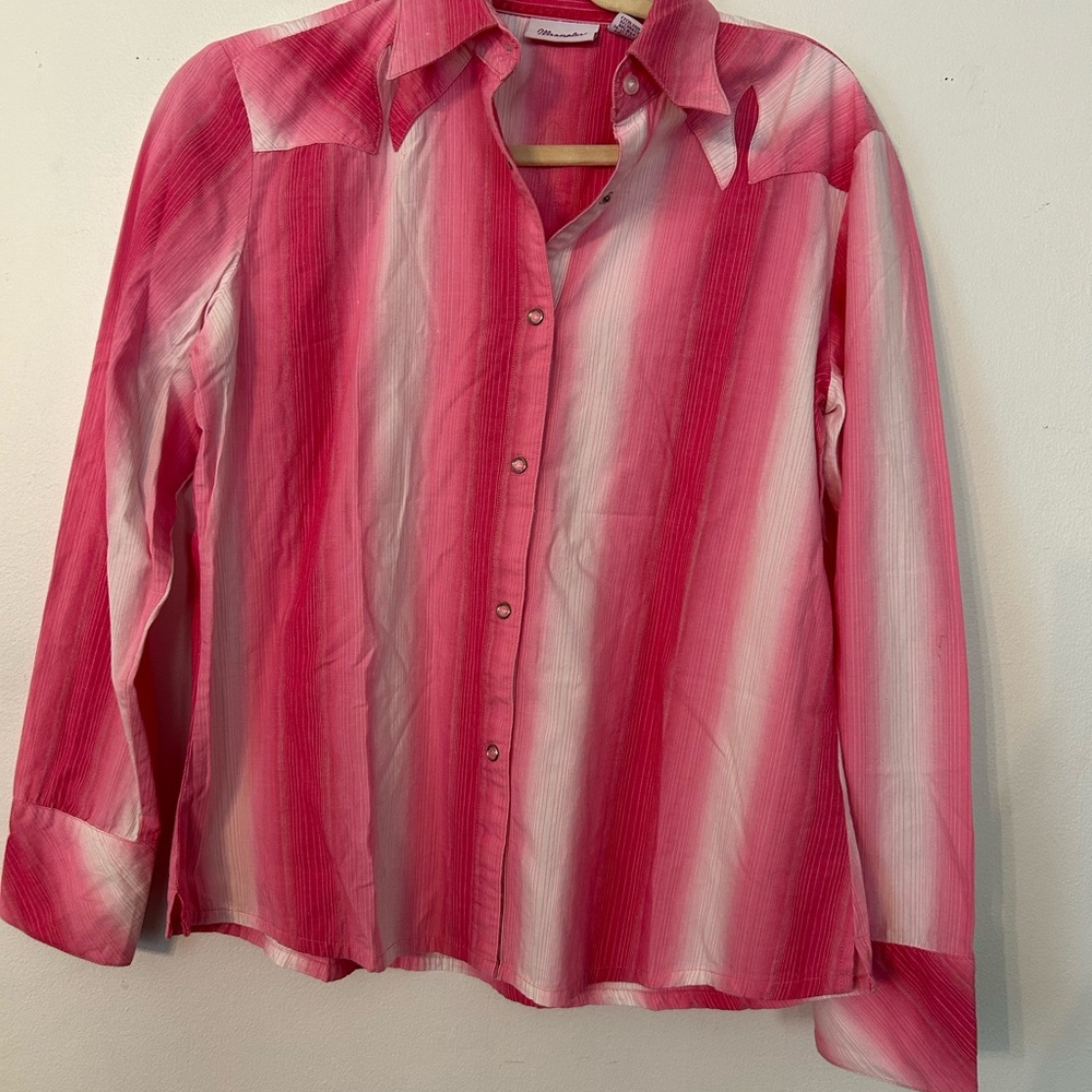 Wrangler Women’s Pink stripe Button-Up Shirt